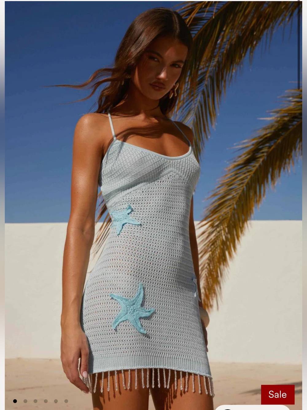 Peppermayo NWT Saltwater Mist Mini Starfish Crochet Knit Cover Up Dress XS-S